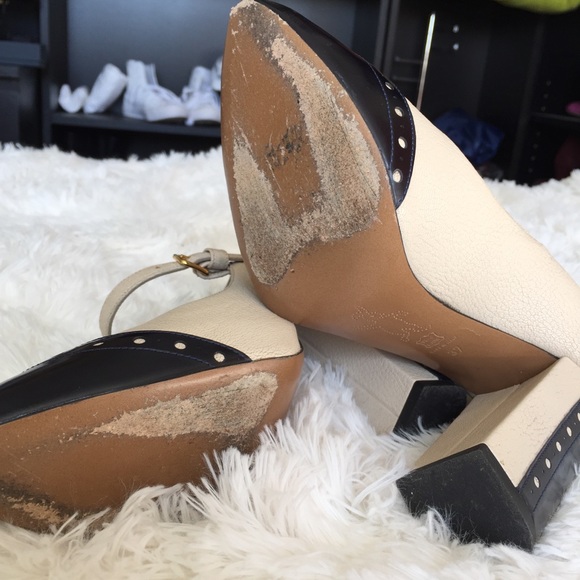 SOLD Marni navy beige leather spectator chunk - Picture 5 of 8